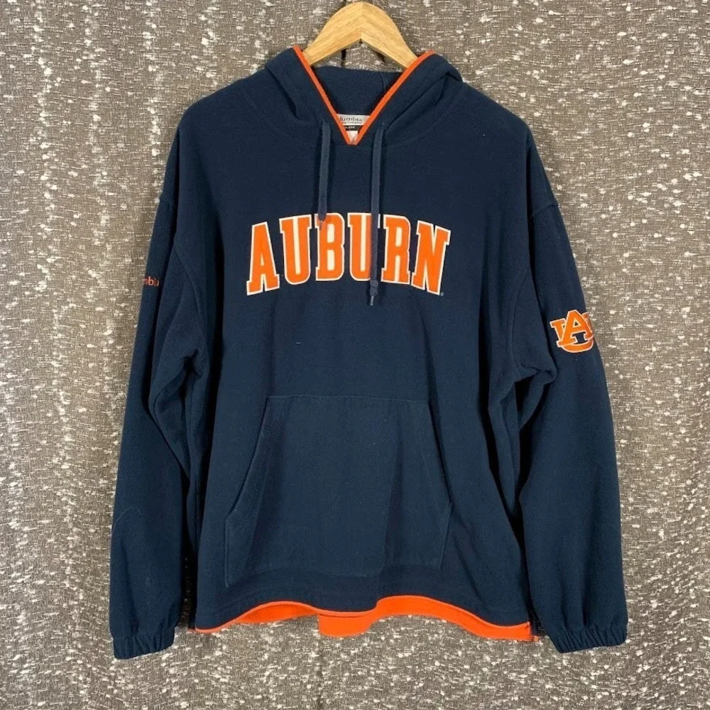 Auburn Tigers NCAA Fleece Columbia Logo Pullover Hoodie Sweatshirt Men's XL
